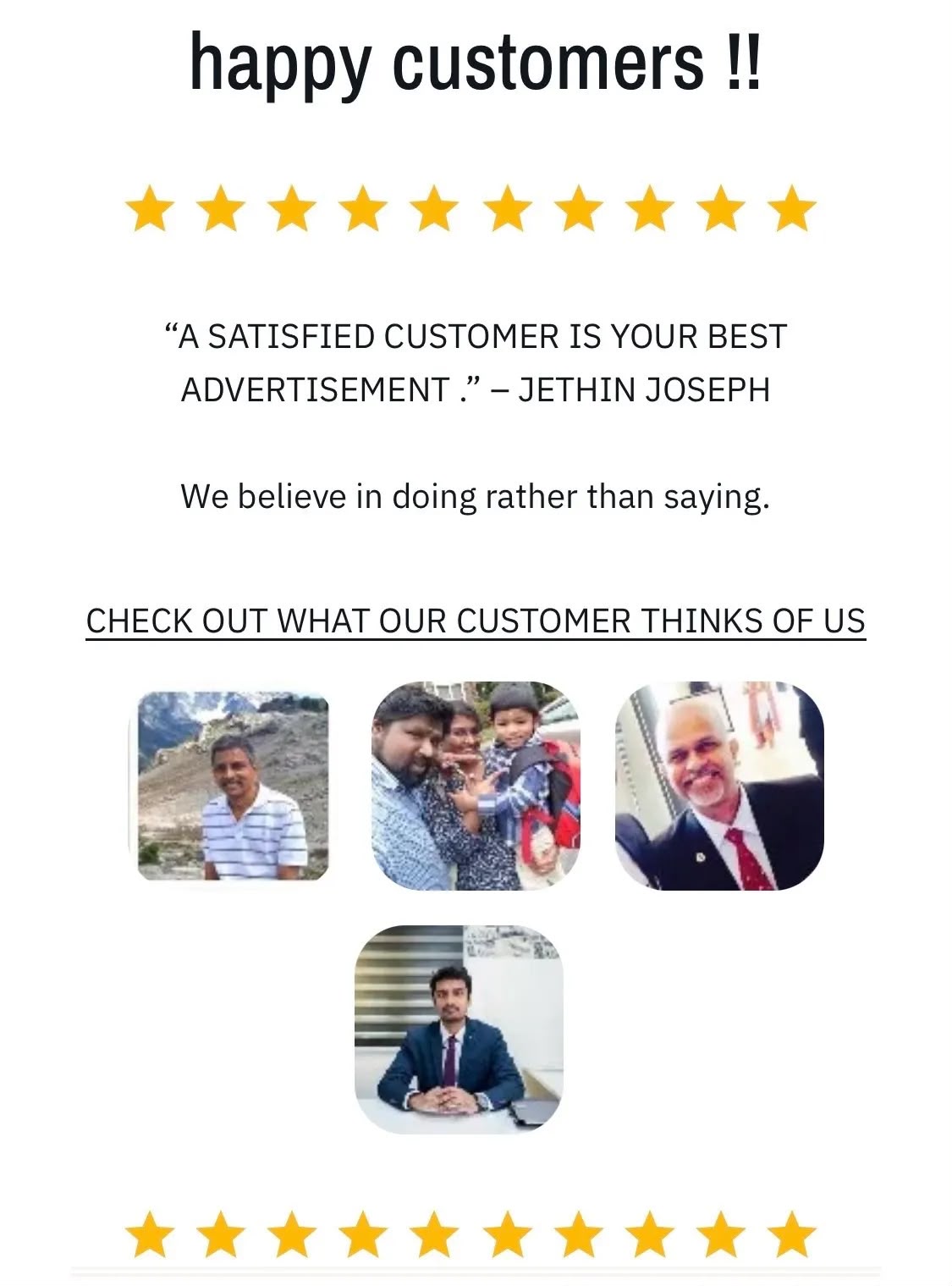 Happy customers photo collage, shown in full
